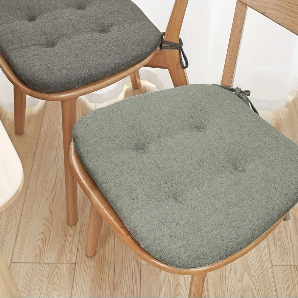 Tufted Microfiber Chair Cushion with Tie Straps