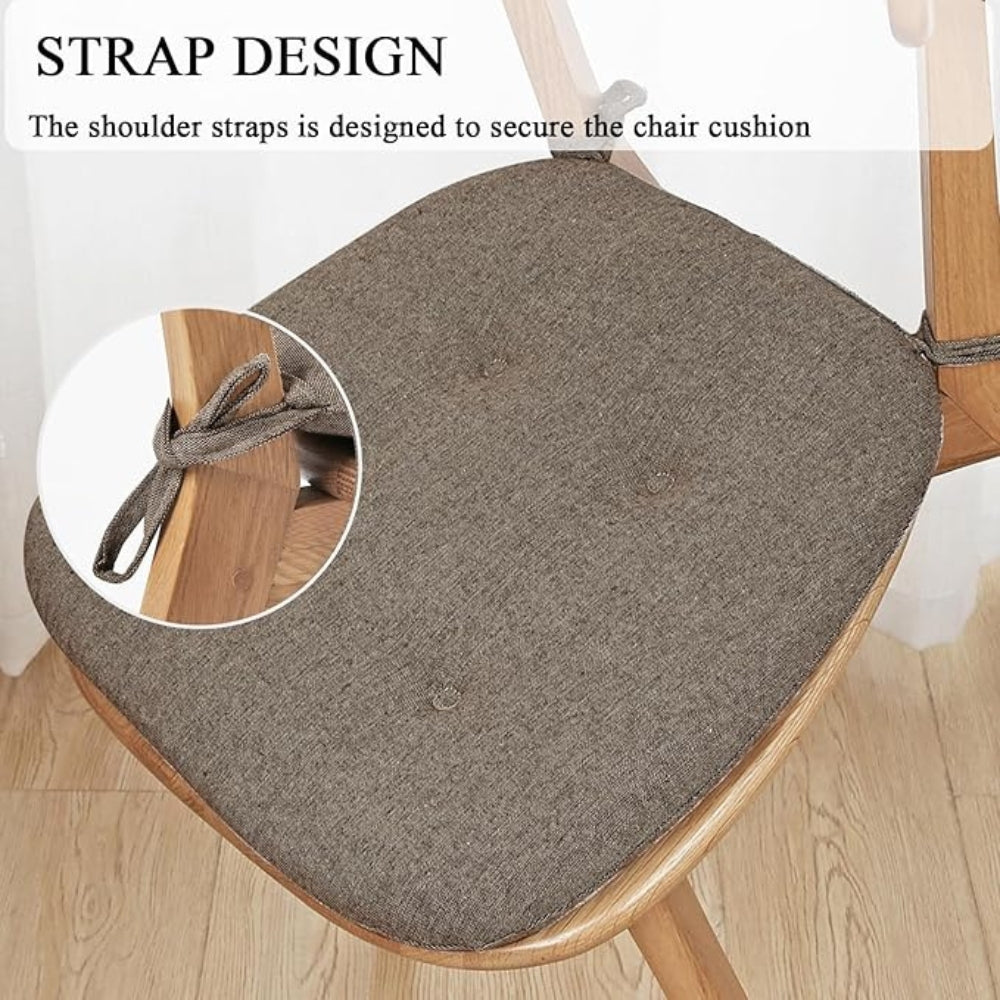 Tufted Microfiber Chair Cushion with Tie Straps
