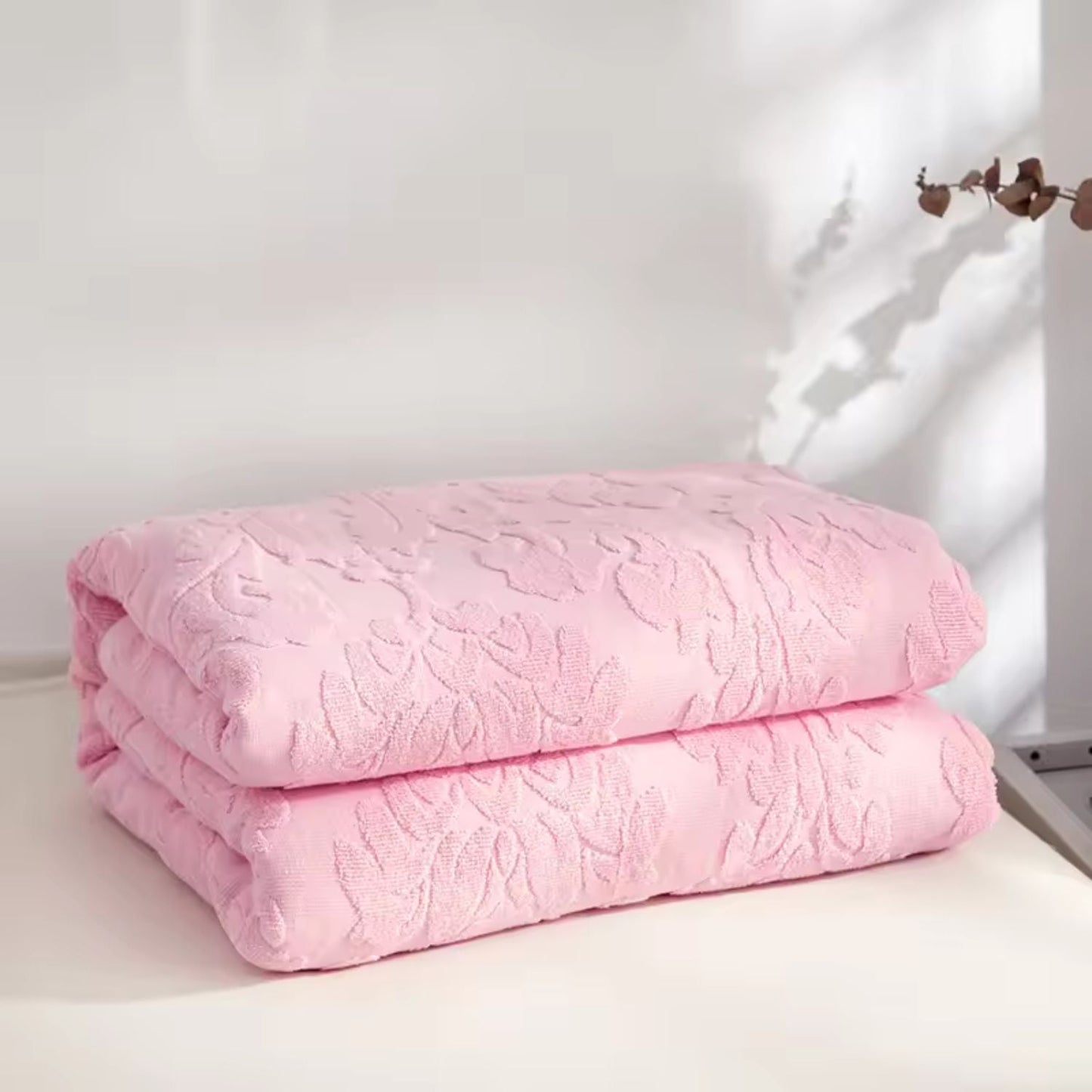 Plush Floral Jacquard Throw Blanket
