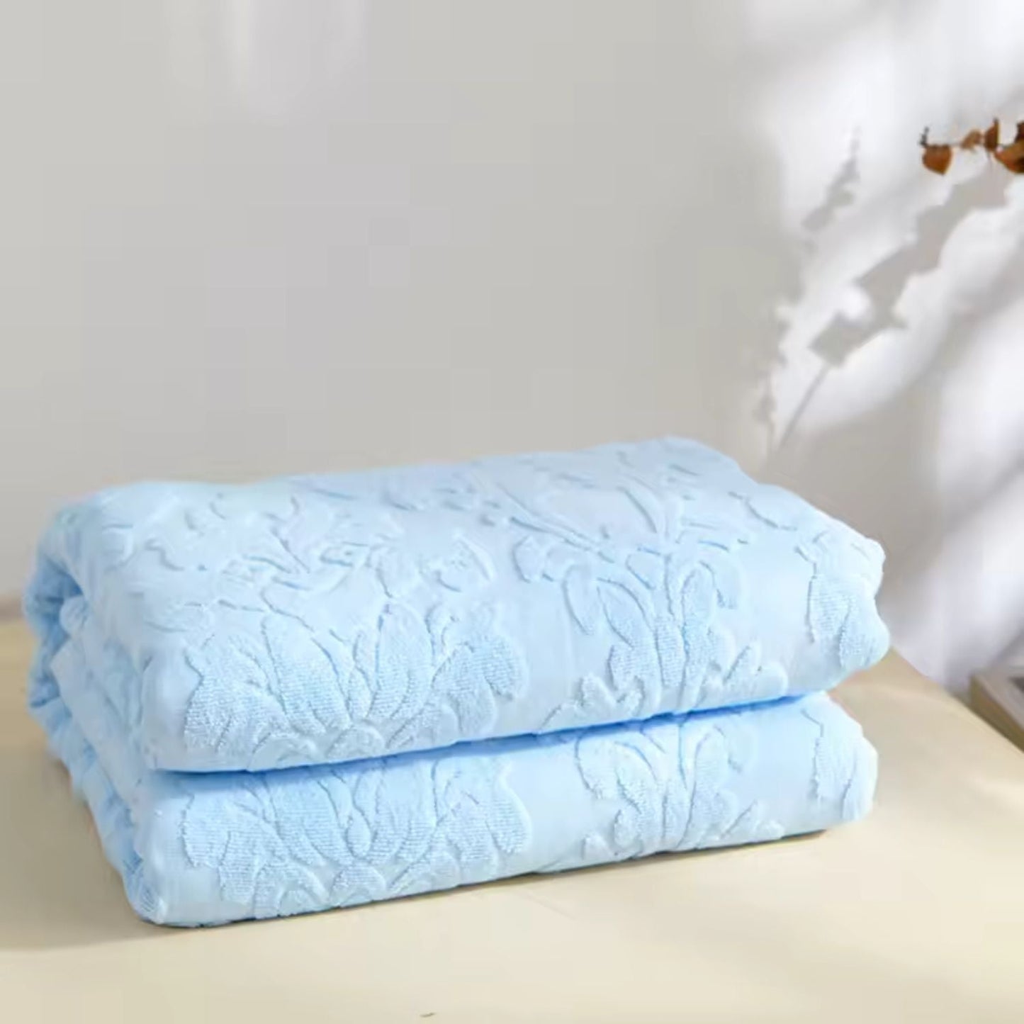 Plush Floral Jacquard Throw Blanket