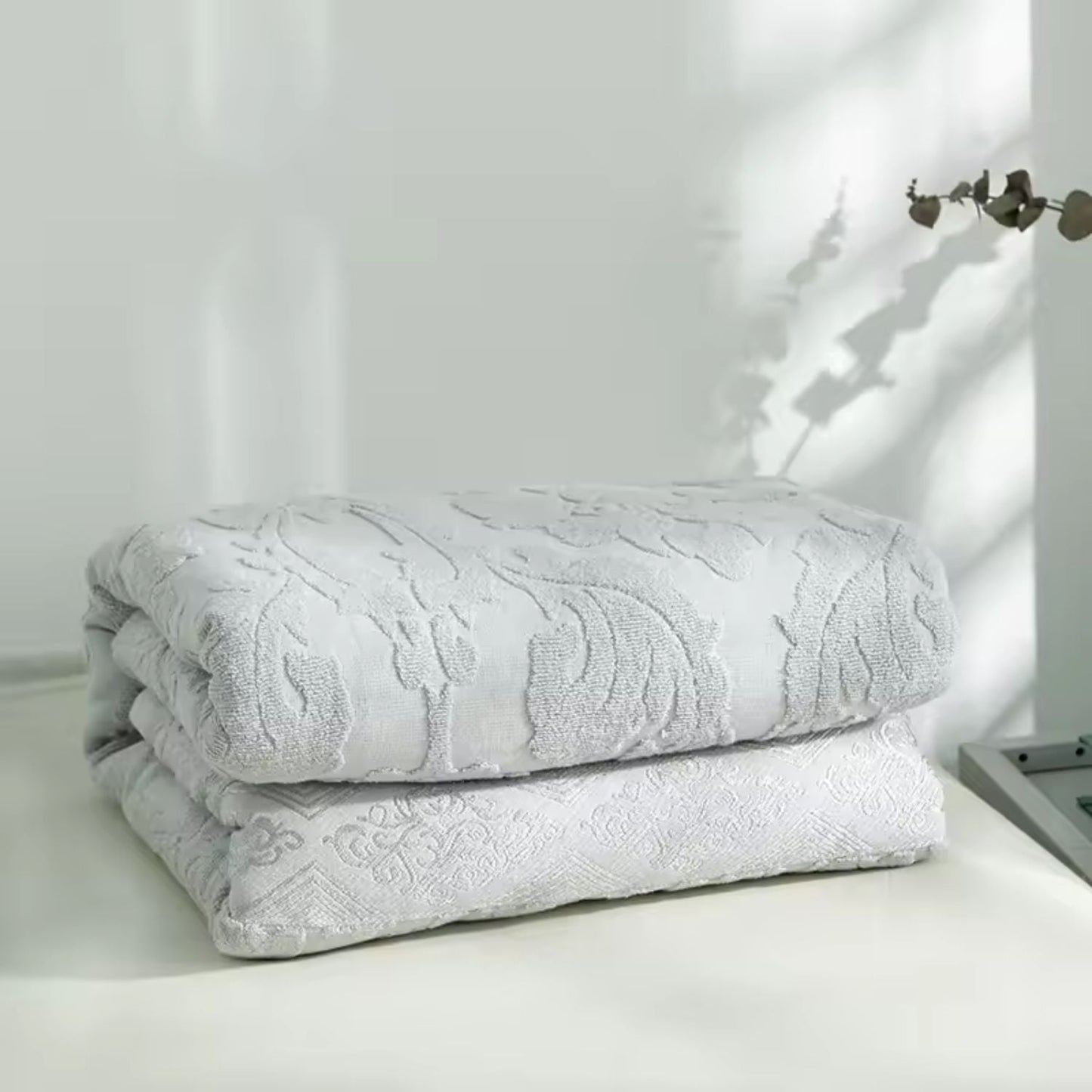 Plush Floral Jacquard Throw Blanket