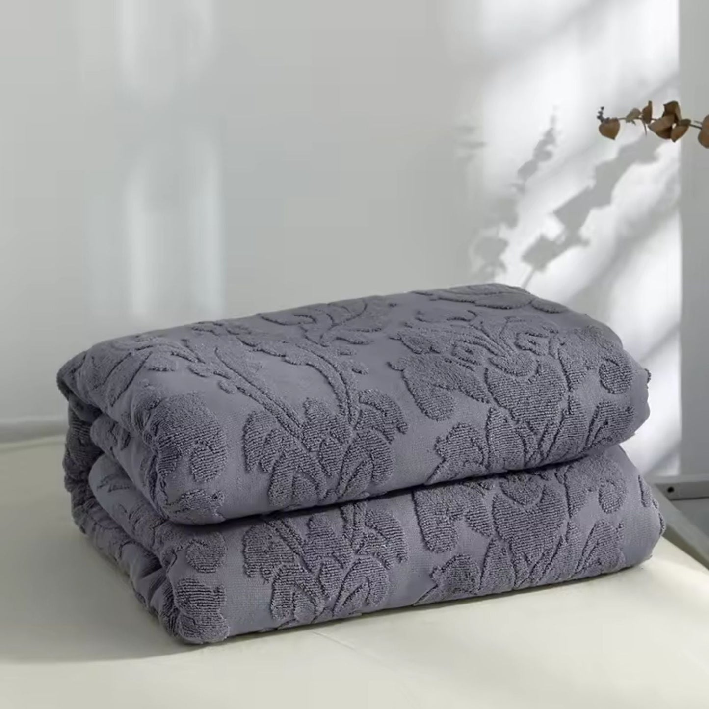 Plush Floral Jacquard Throw Blanket