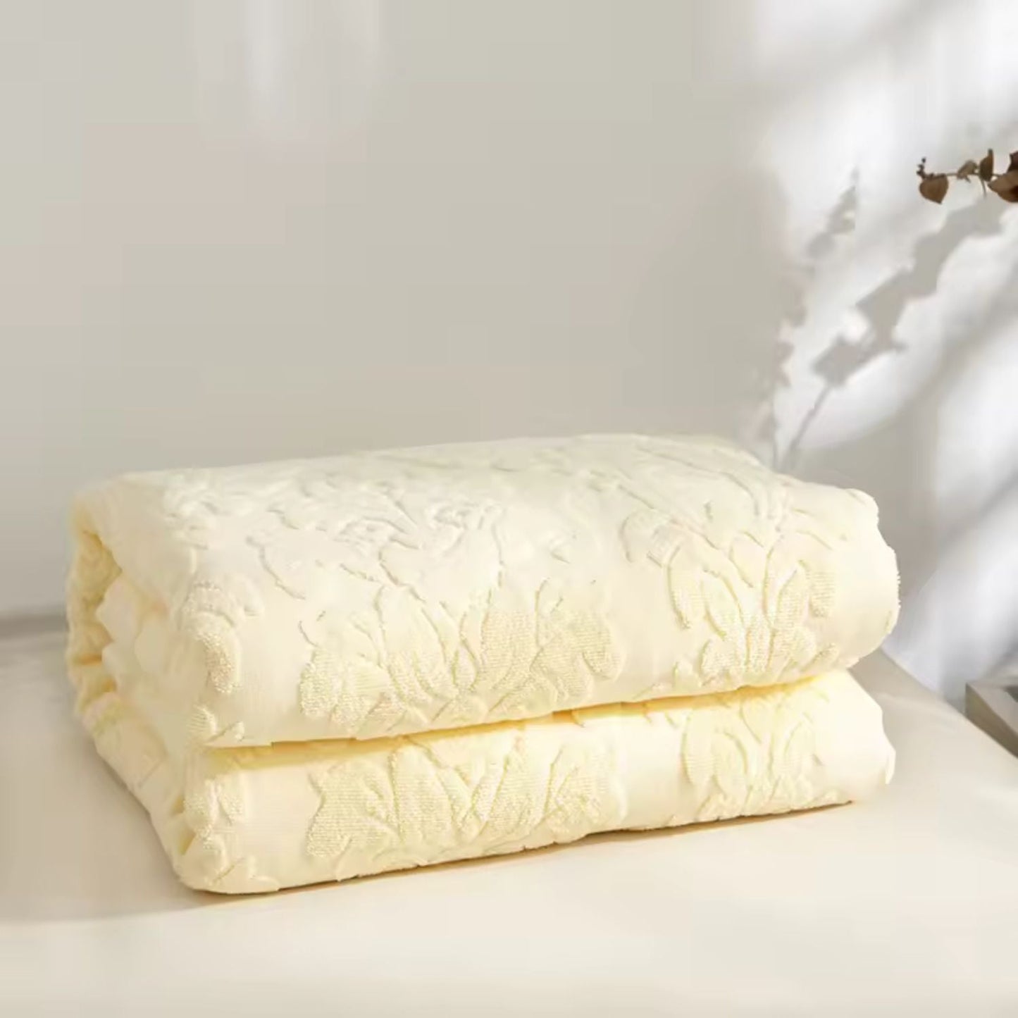 Plush Floral Jacquard Throw Blanket