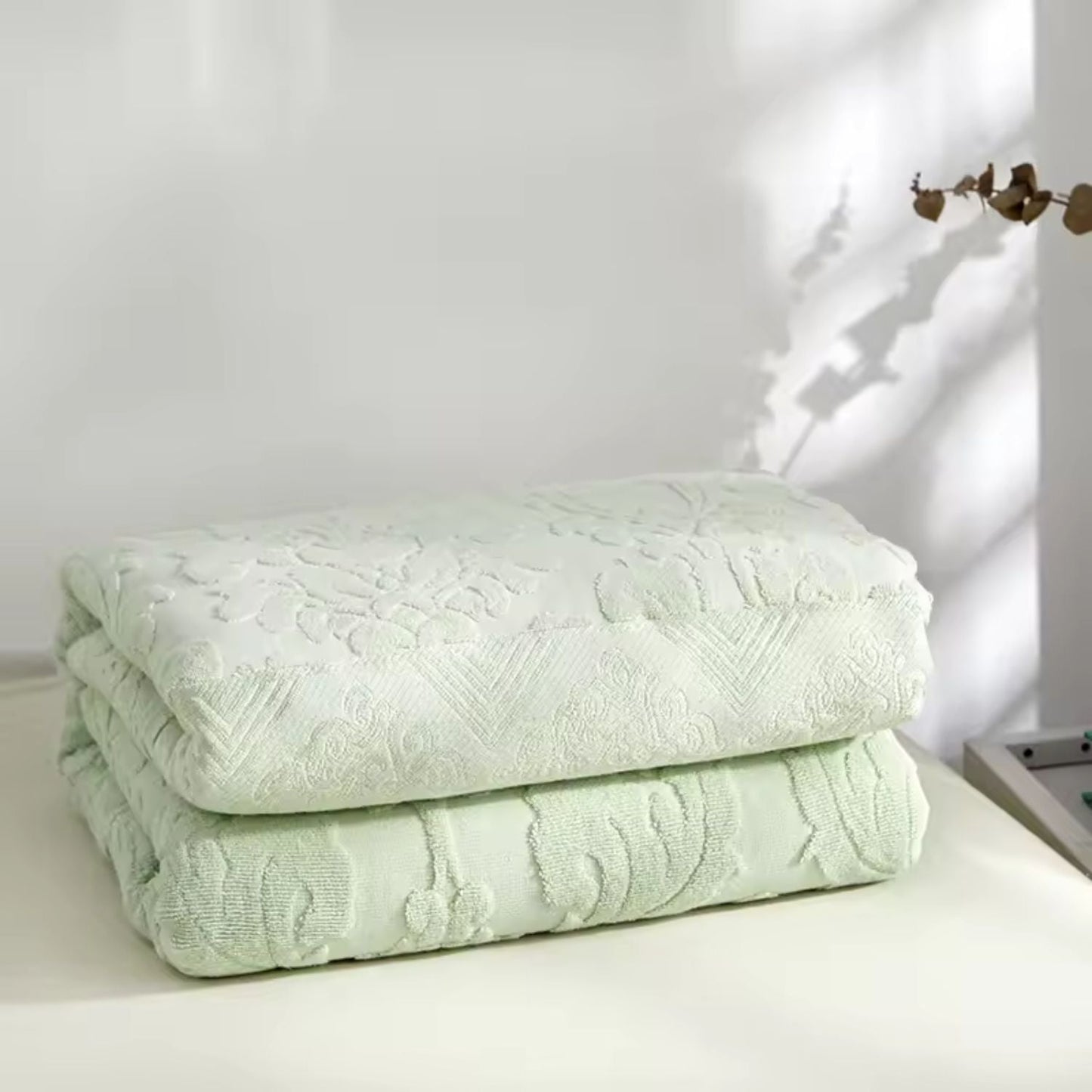 Plush Floral Jacquard Throw Blanket