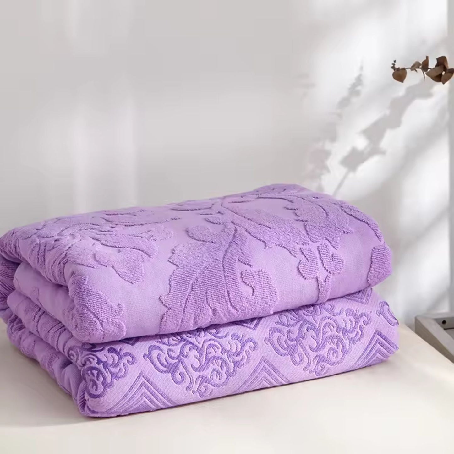 Plush Floral Jacquard Throw Blanket