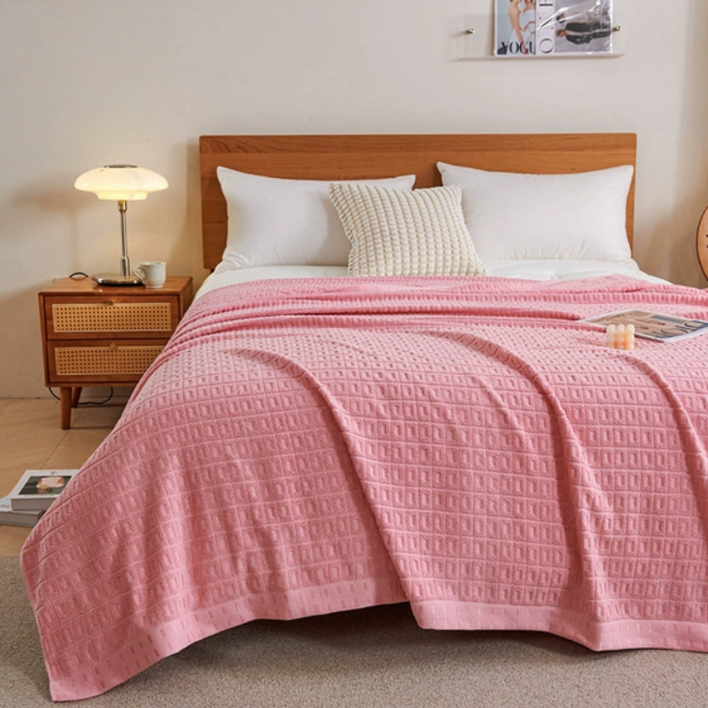 Waffle Cotton Lightweight Summer Bedspread Blanket