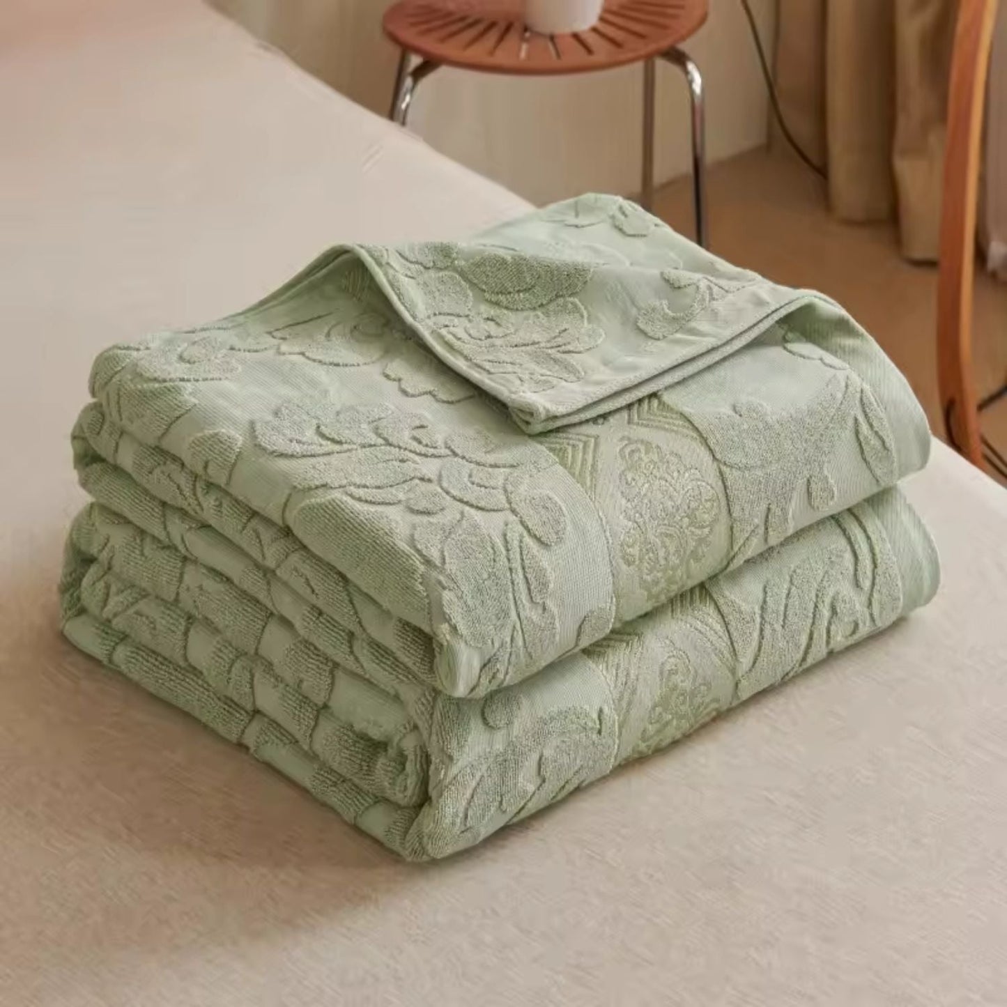 Plush Floral Jacquard Throw Blanket