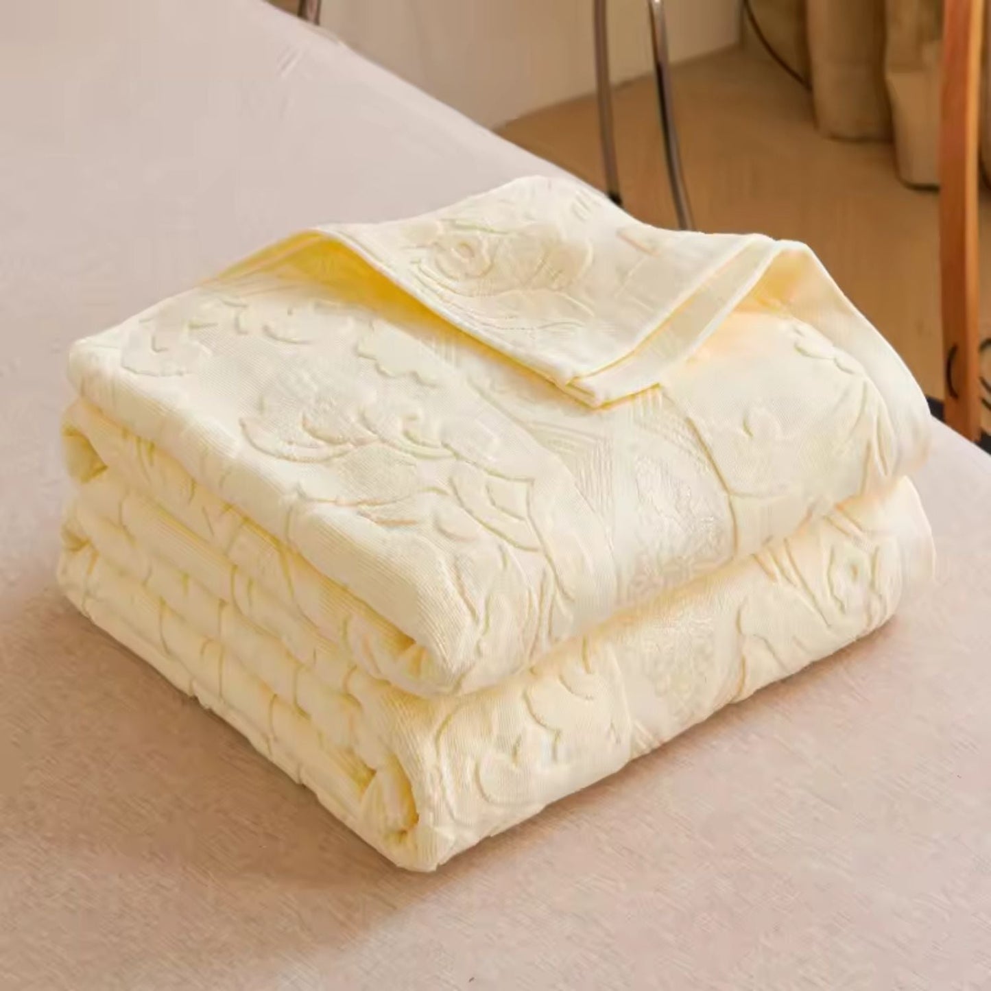 Plush Floral Jacquard Throw Blanket