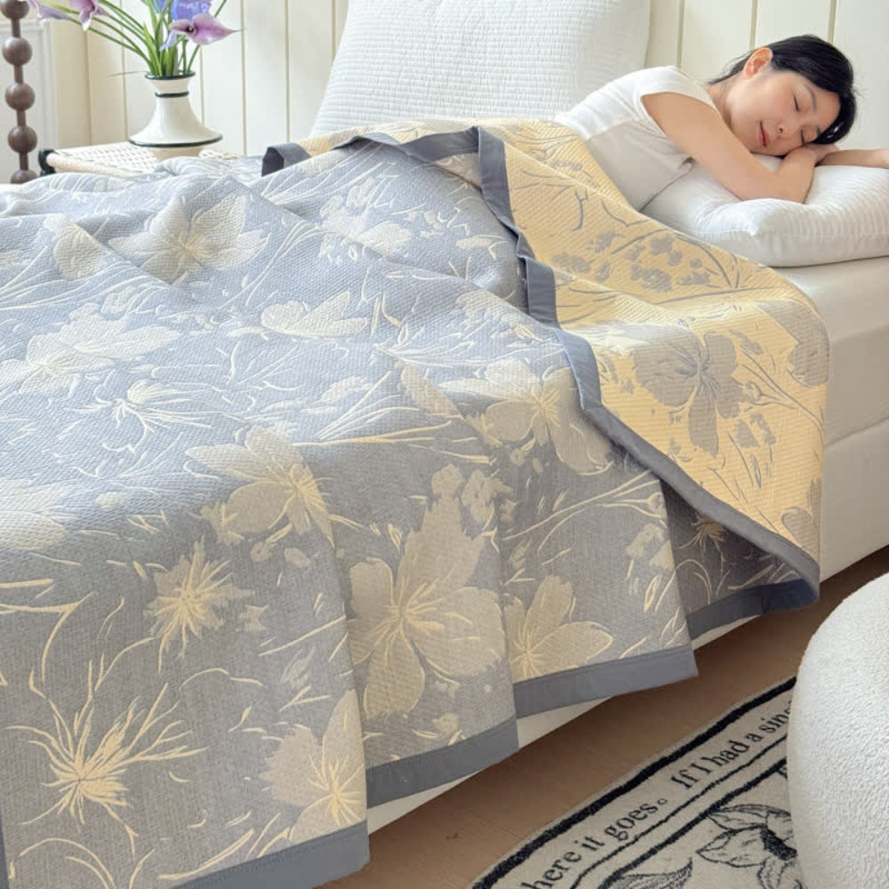 Reversible Floral Cotton Gauze Blanket