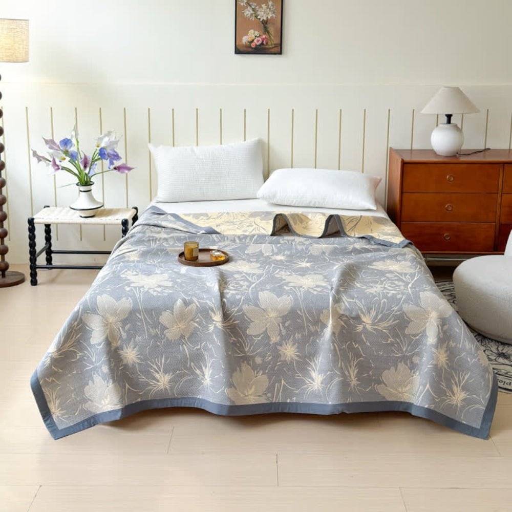 Reversible Floral Cotton Gauze Blanket
