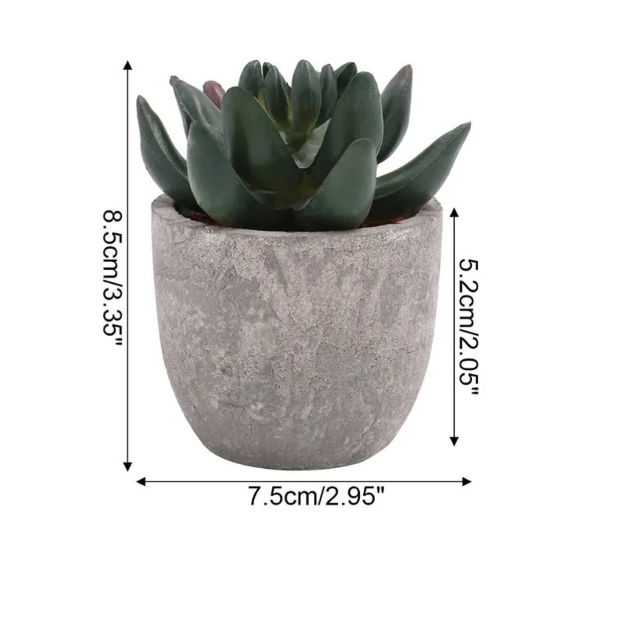 Realistic Artificial Succulent Plant in Rustic Stone Pot