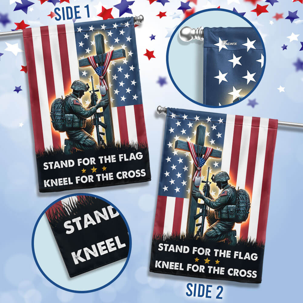Patriotic Christian Flag Stand For The Flag Kneel For The Cross