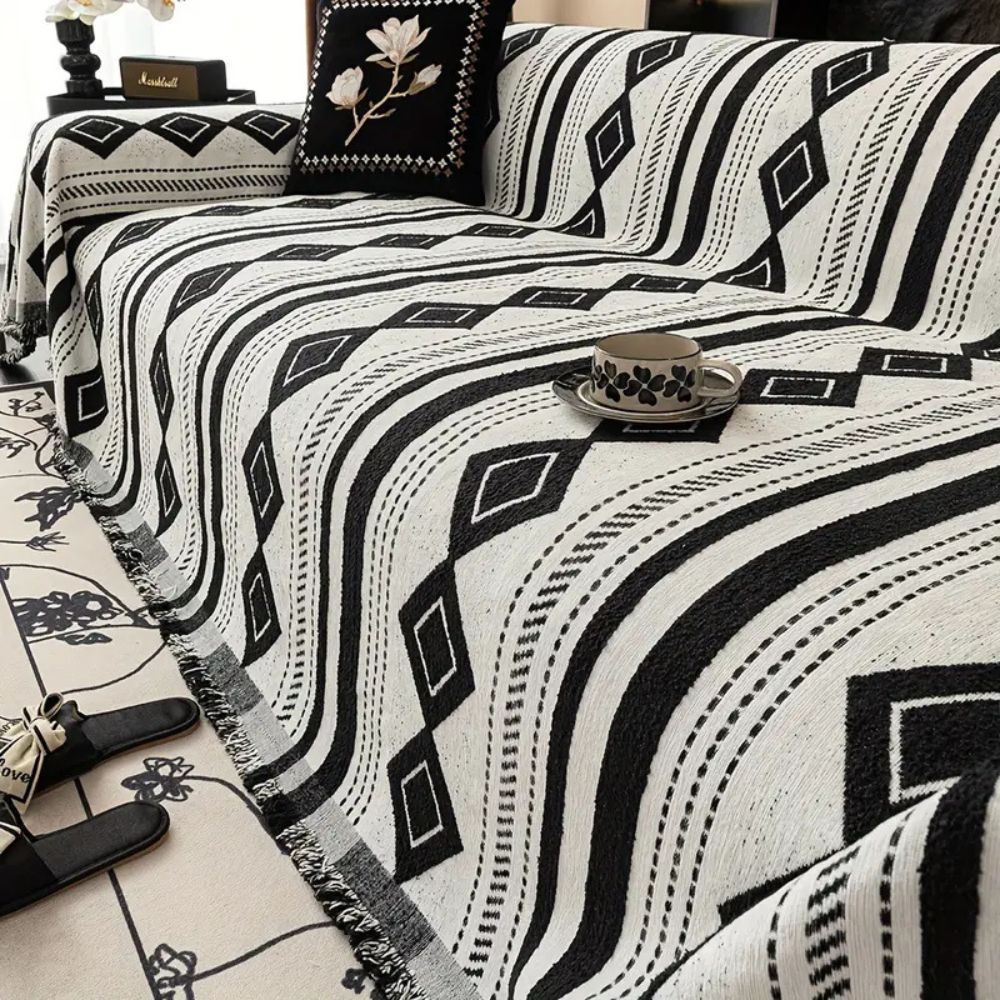 Boho Microfiber Sofa Cover in Vibe Tide Design