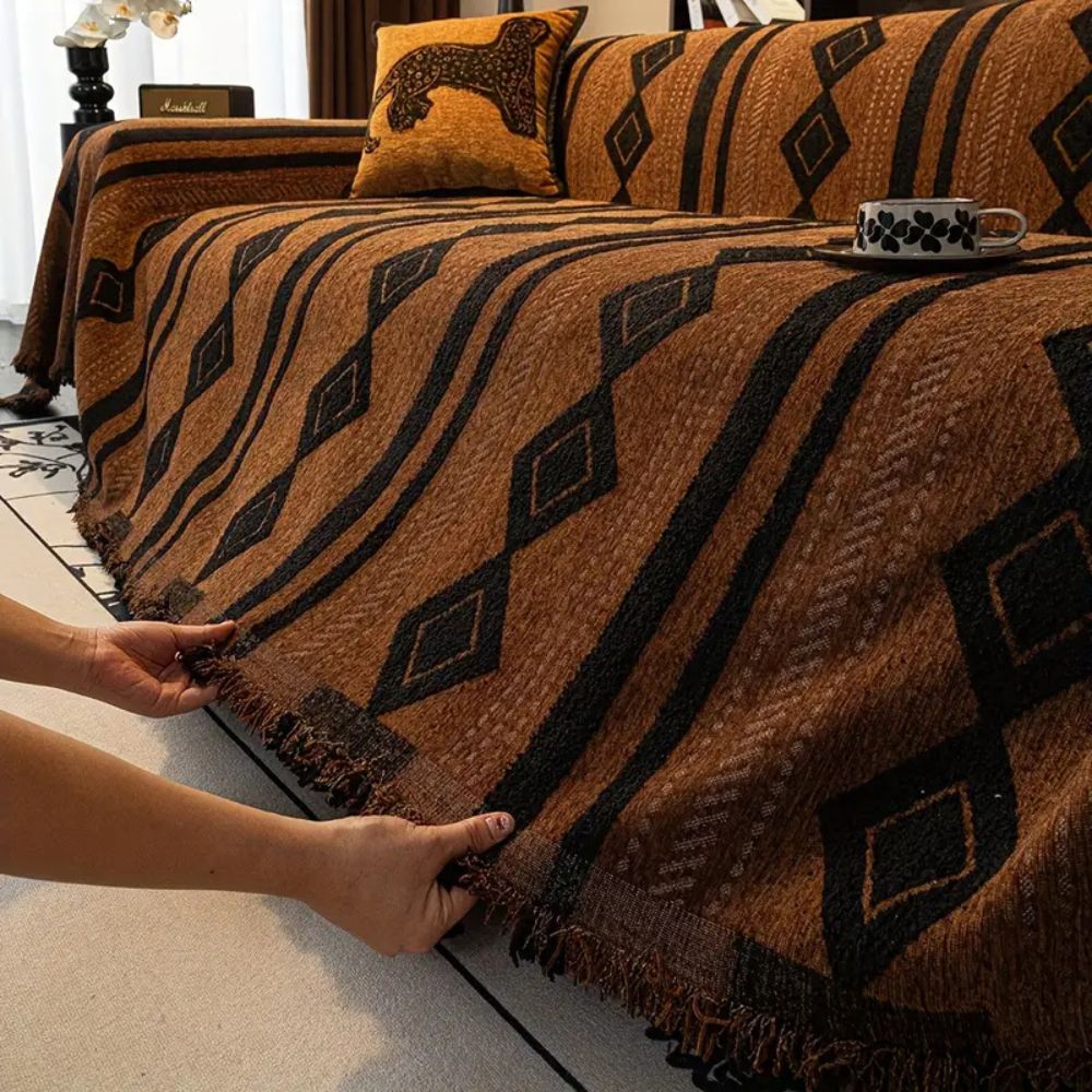Boho Microfiber Sofa Cover in Vibe Tide Design