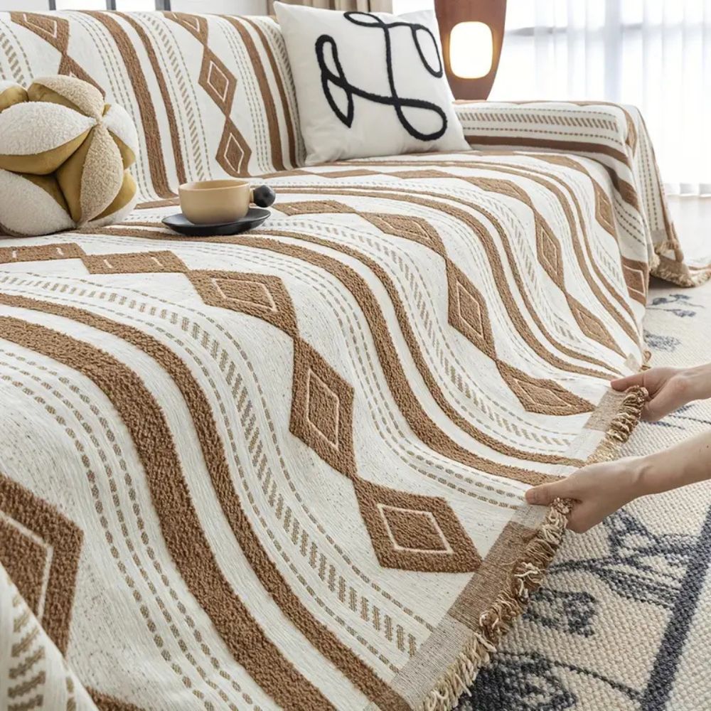 Boho Microfiber Sofa Cover in Vibe Tide Design