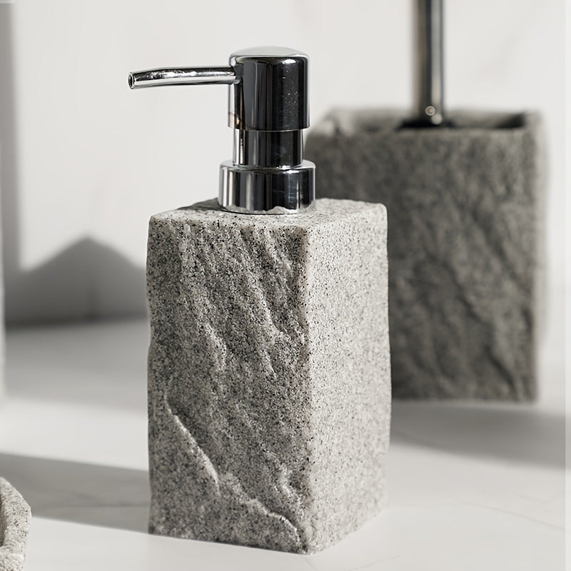 Four-Piece Grey Resin Bathroom Accessory Set