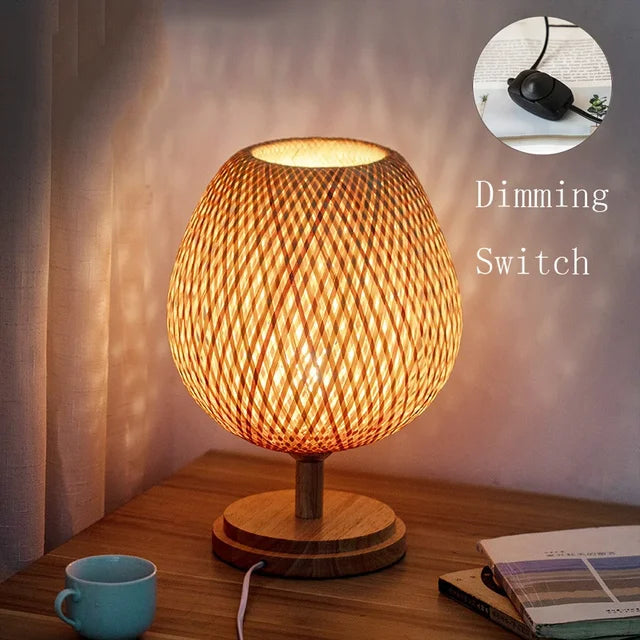 Vintage Bamboo Table Lamp - Eco-Friendly Handcrafted Design