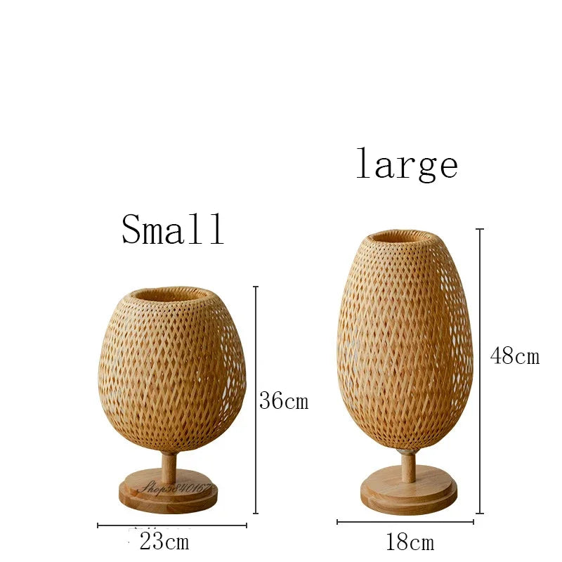 Vintage Bamboo Table Lamp - Eco-Friendly Handcrafted Design