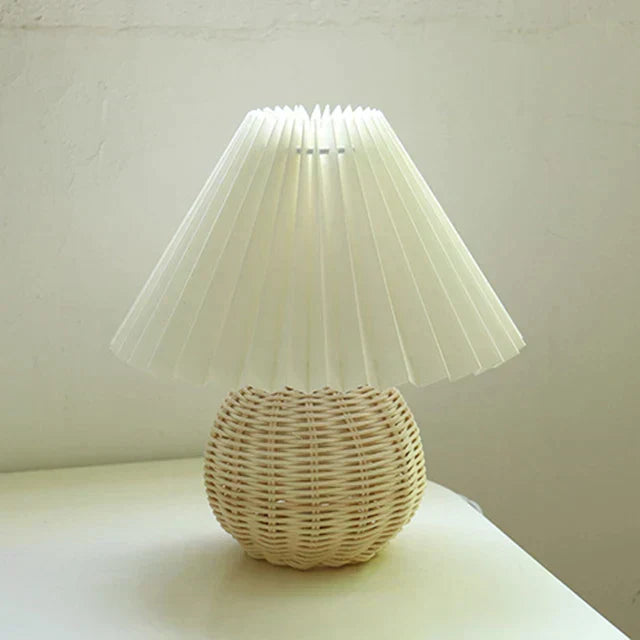 Vintage Pleated Table Lamp with Elegant Base