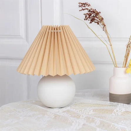 Vintage Table Lamp with Pleated Lampshade - Antique Style for Living Room and Bedroom