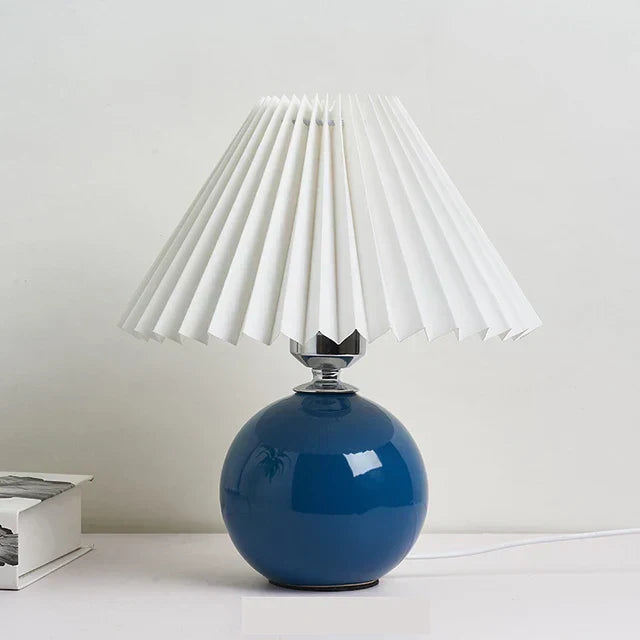 Vintage Table Lamp with Pleated Lampshade - Antique Style for Living Room and Bedroom