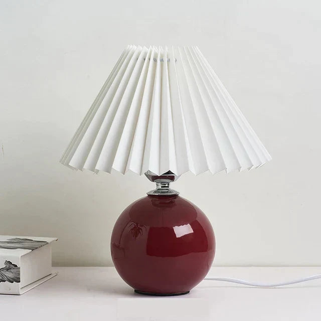 Vintage Pleated Table Lamp with Elegant Base