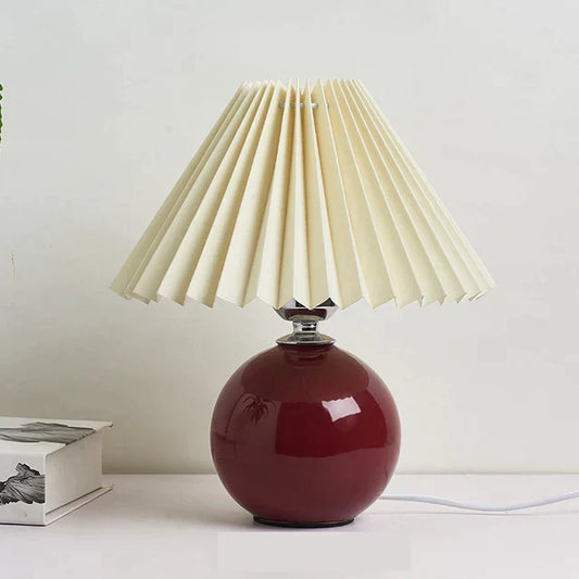 Vintage Pleated Table Lamp with Elegant Base