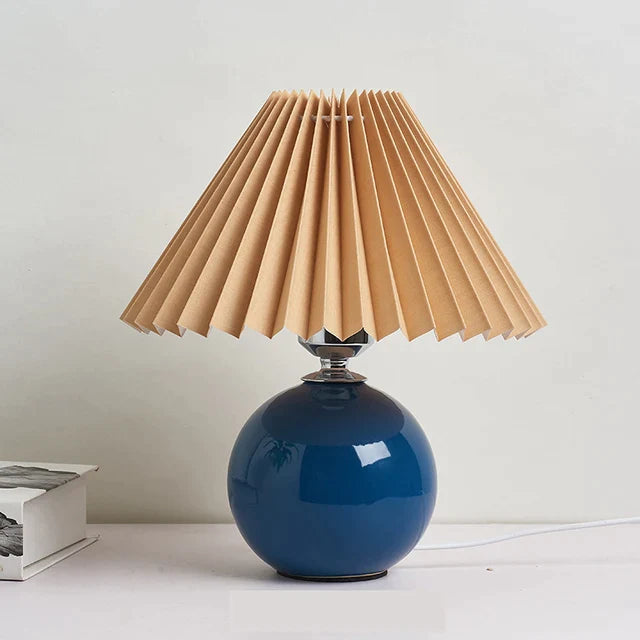 Vintage Pleated Table Lamp with Elegant Base