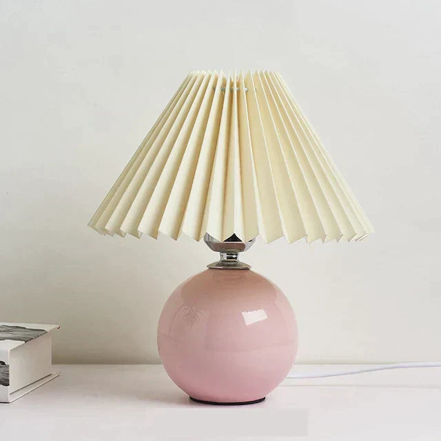 Vintage Pleated Table Lamp with Elegant Base