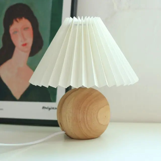 Vintage Pleated Table Lamp with Elegant Base