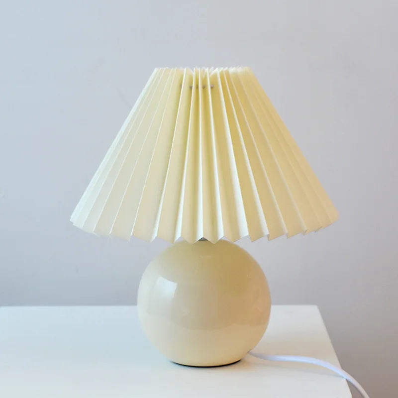 Vintage Table Lamp with Pleated Lampshade - Antique Style for Living Room and Bedroom