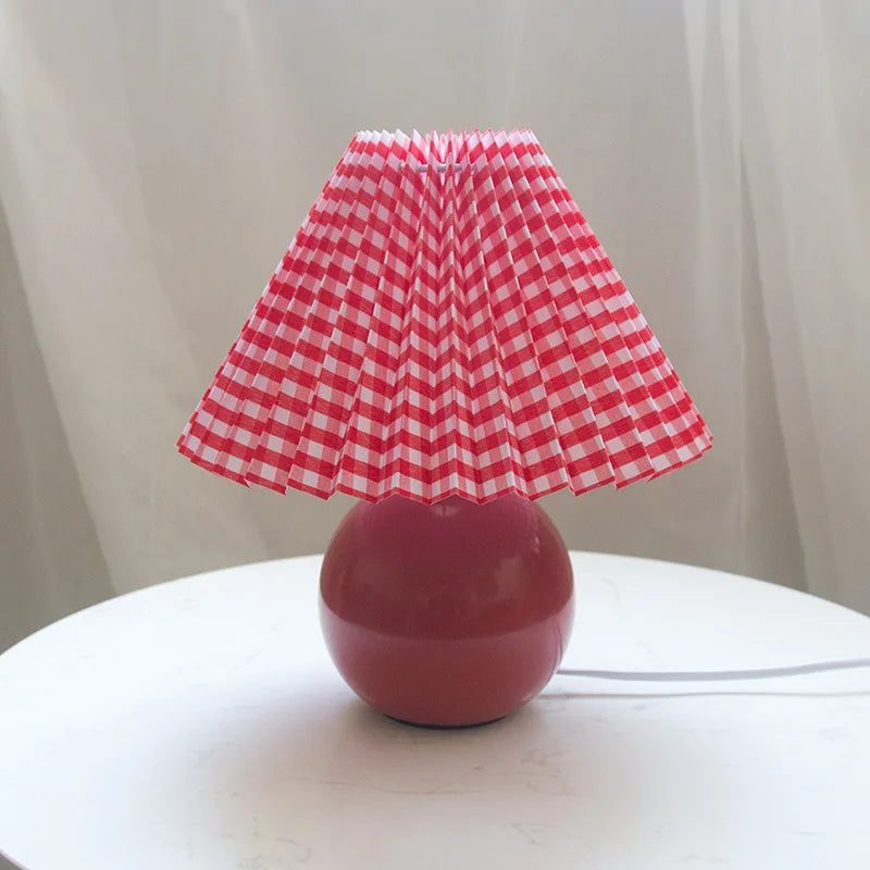 Vintage Pleated Table Lamp with Elegant Base