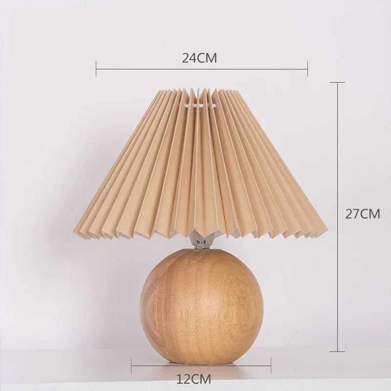 Vintage Pleated Shade Table Lamp - Elegant Antique Nightstand Lighting