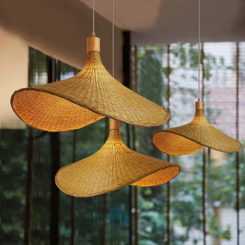 Bamboo Pendant Light with Artisan Woven Design