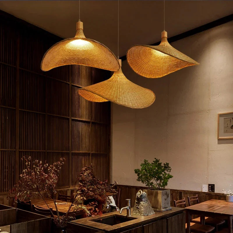 Bamboo Pendant Light with Artisan Woven Design