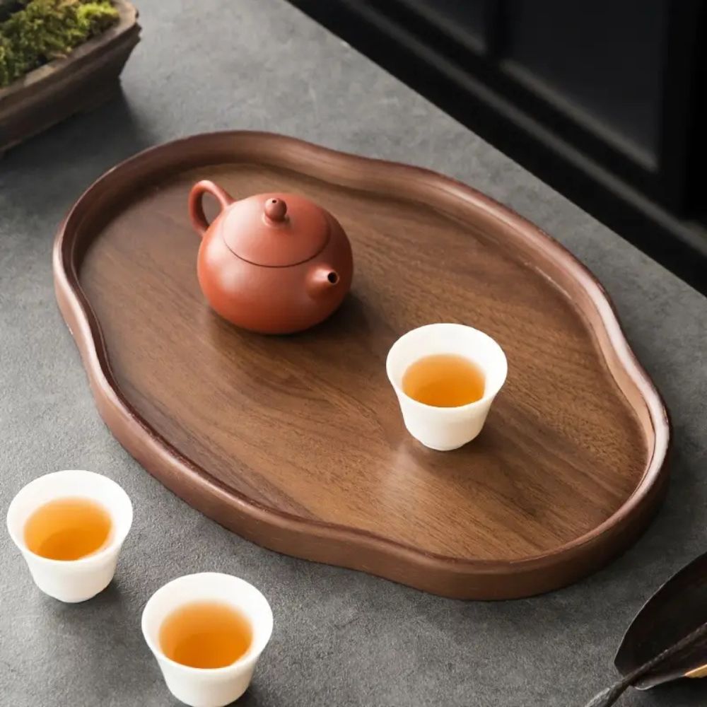 Rustic Bamboo Serving Tray with Unique Irregular Shape