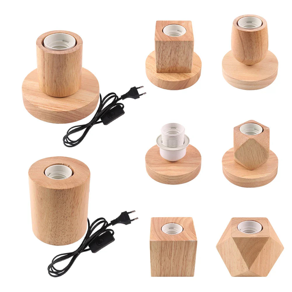 Retro Wooden Table Lamp with Light Ball - Cozy Decorative Lighting