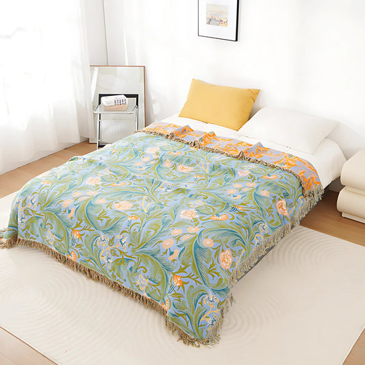 King Size Vintage Floral Tapestry Throw Blanket