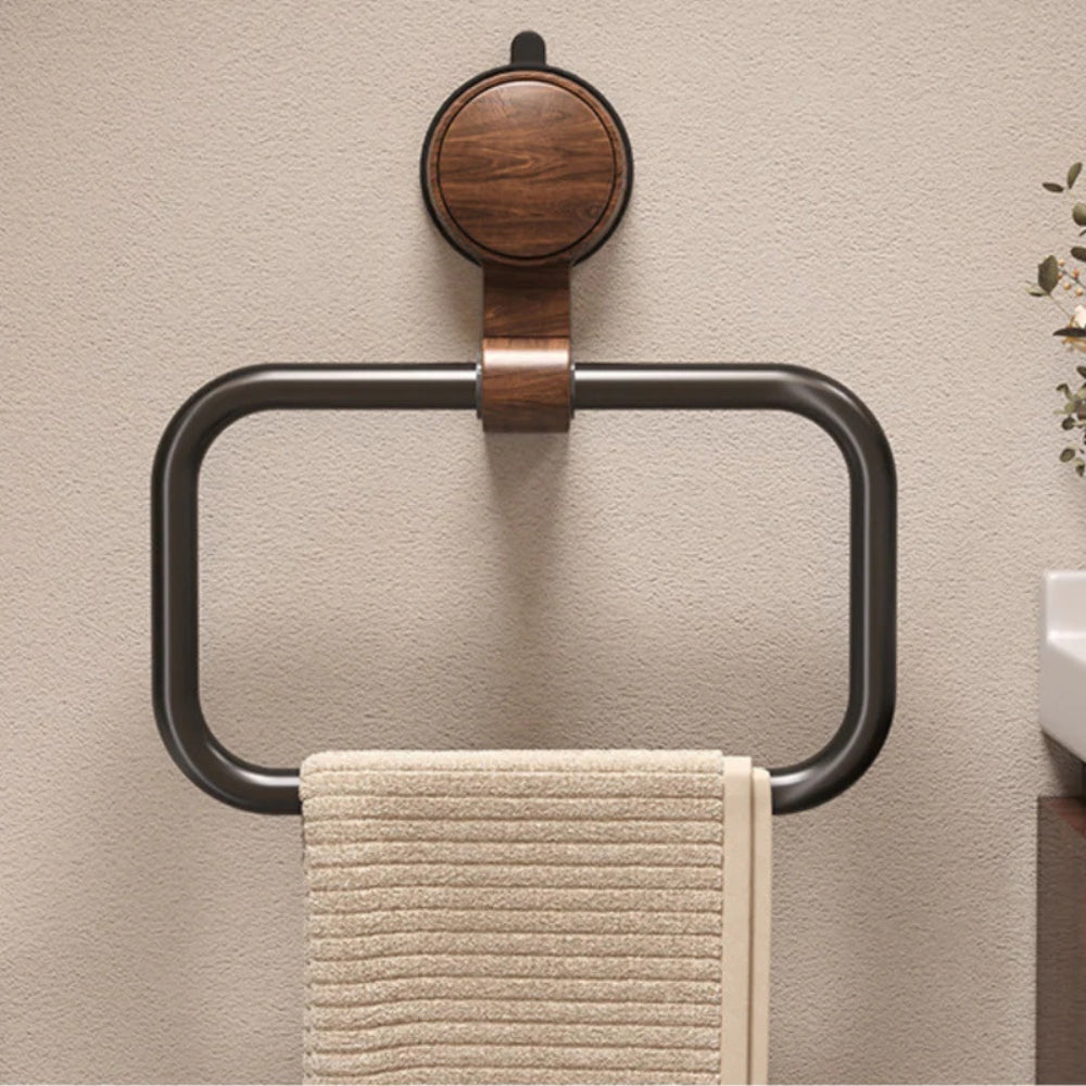 Vintage Wood Towel Rack with Suction Base
