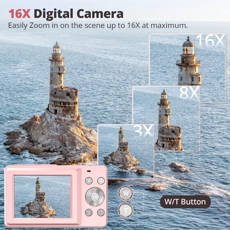 Retro Compact Digital Camera with 1080p Video and Automatic Settings