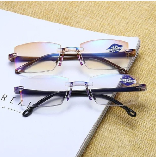 Ultralight Rimless Progressive Glasses with Blue Light Filter