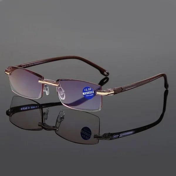 Ultralight Rimless Progressive Glasses with Blue Light Filter