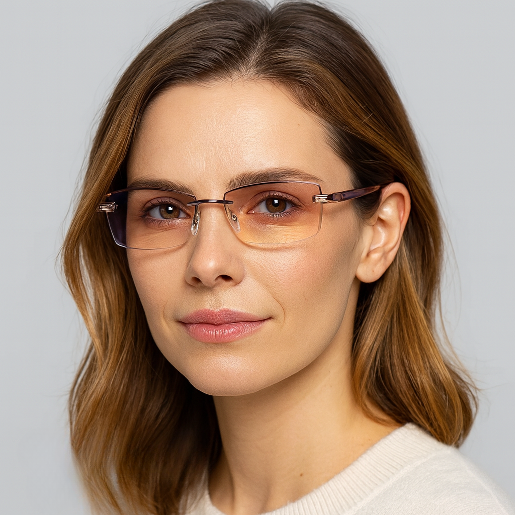 Ultralight Rimless Progressive Glasses with Blue Light Filter