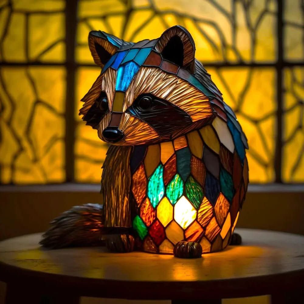 Artistic Animal Motif Table Lamp with Stained Glass