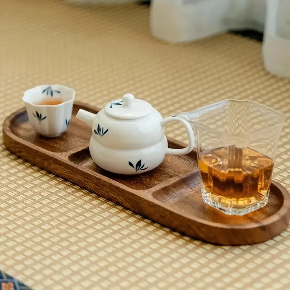 Vivid Eco-Friendly Wooden Serving Tray with 3 Compartments