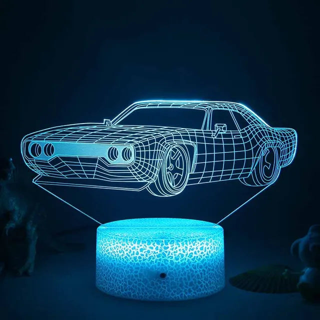 3D Illusion LED Night Light for Kids Room, USB Rechargeable