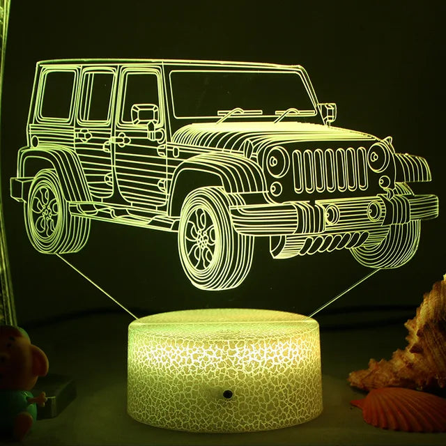 3D Illusion LED Night Light for Kids Room, USB Rechargeable