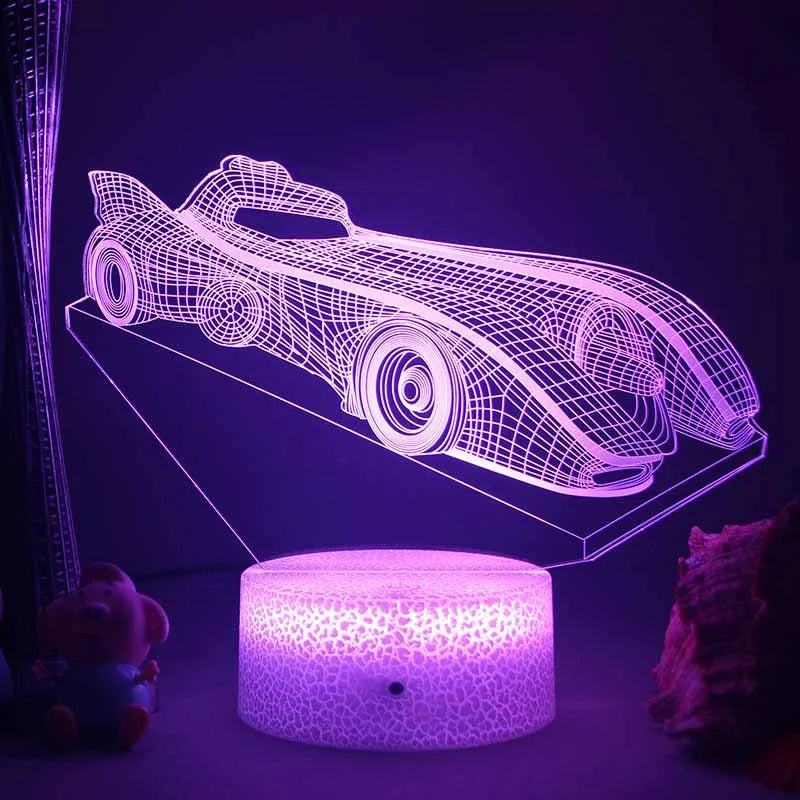 3D Illusion LED Night Light for Kids Room, USB Rechargeable