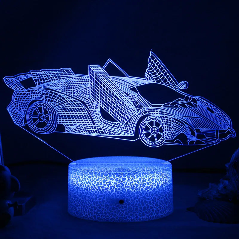 3D Illusion LED Night Light for Kids Room, USB Rechargeable