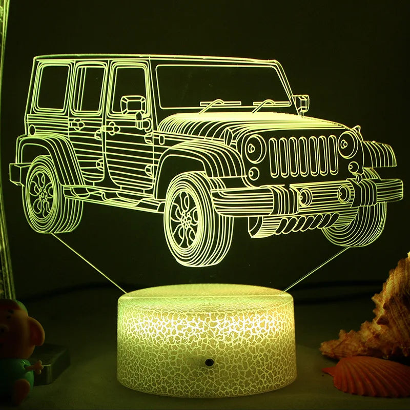 3D Illusion LED Night Light for Kids Room, USB Rechargeable